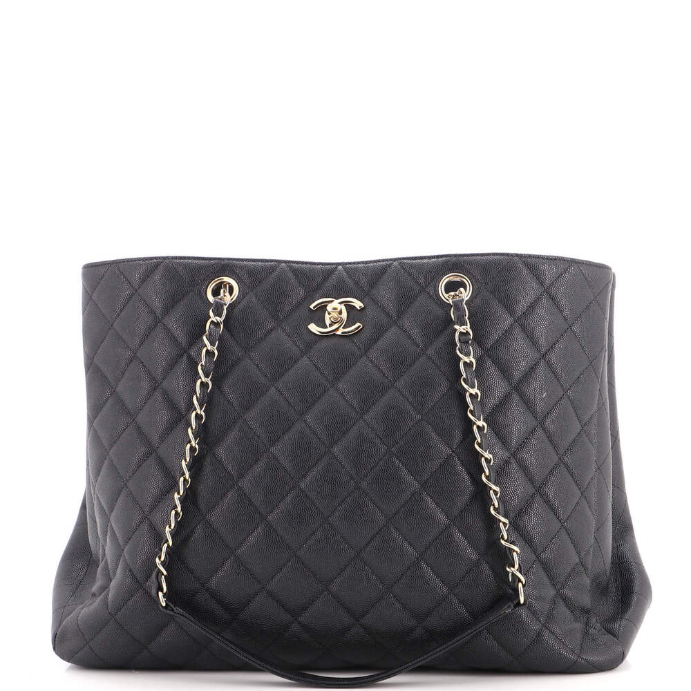 Chanel Large Classic CC Shopping Tote Quilted Caviar